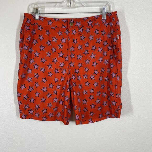 Onia Mens Size 32 The Calder Red Star Print Swim Trunks 7.5" Inseam Summer Beach - Picture 1 of 10